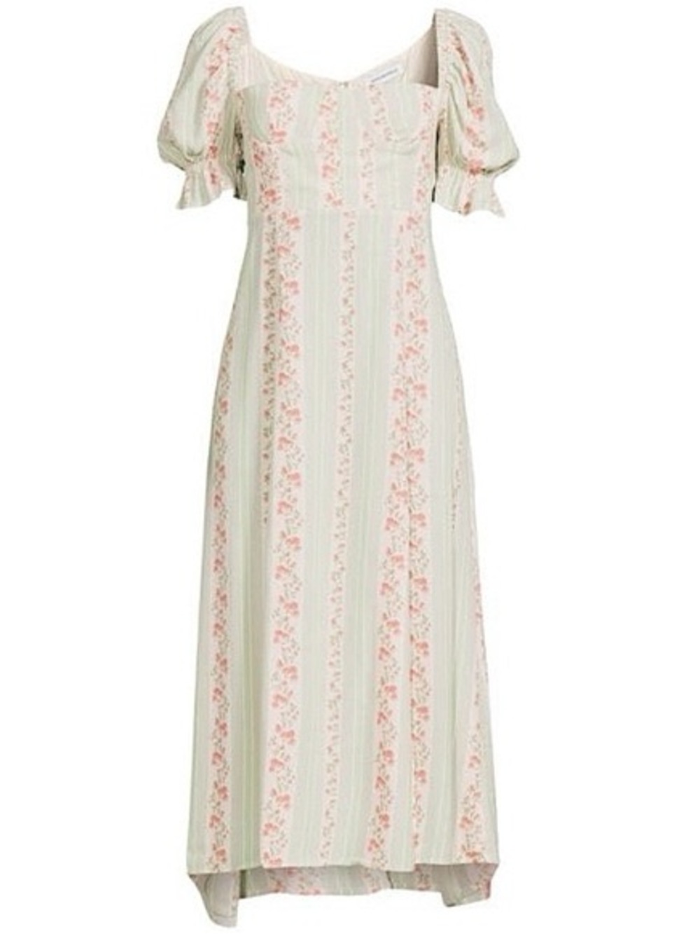 We Wore What Floral Rosewood Puff Sleeve Pastel Midi Dress - Picture 2 of 7